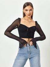 Flounce Sleeve Ruched Bust Zipper Back Crop Top